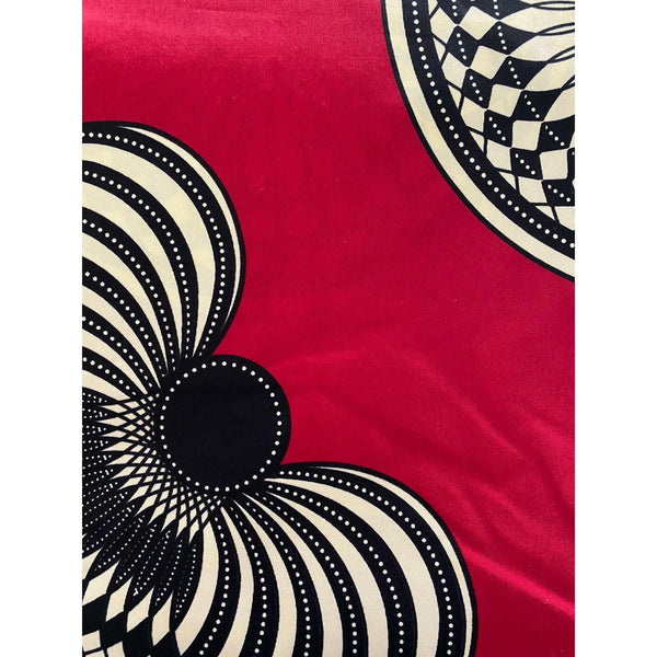 Chez Blaire Red Circle Swirl African Print