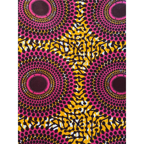 Chez Blaire Pink and Orange Dotted Circle African Print